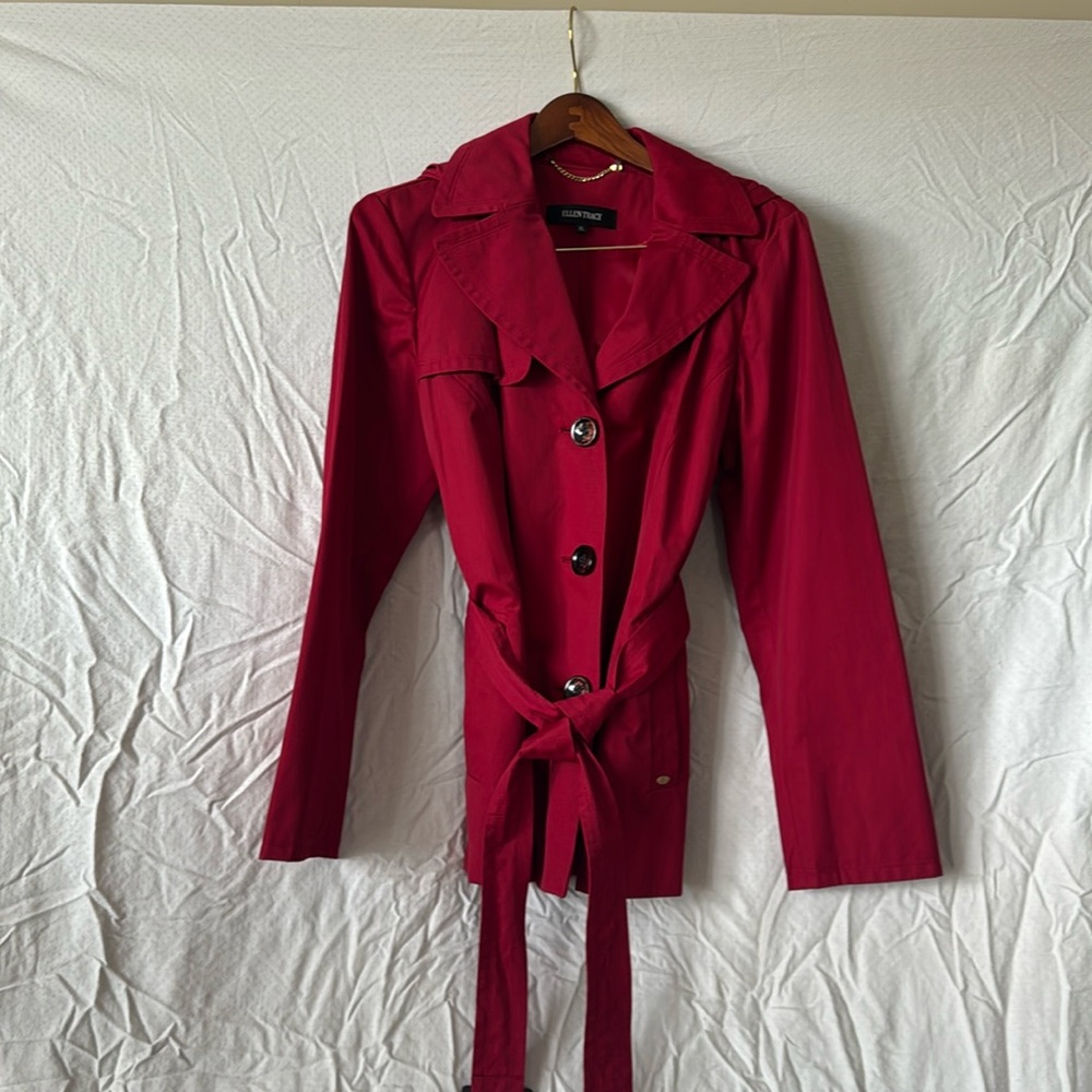 Ellen Tracy Vintage Red Ladies Trench Coat